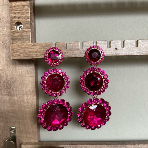 Pink Rhinestone Earrings - Picture 3 of 4